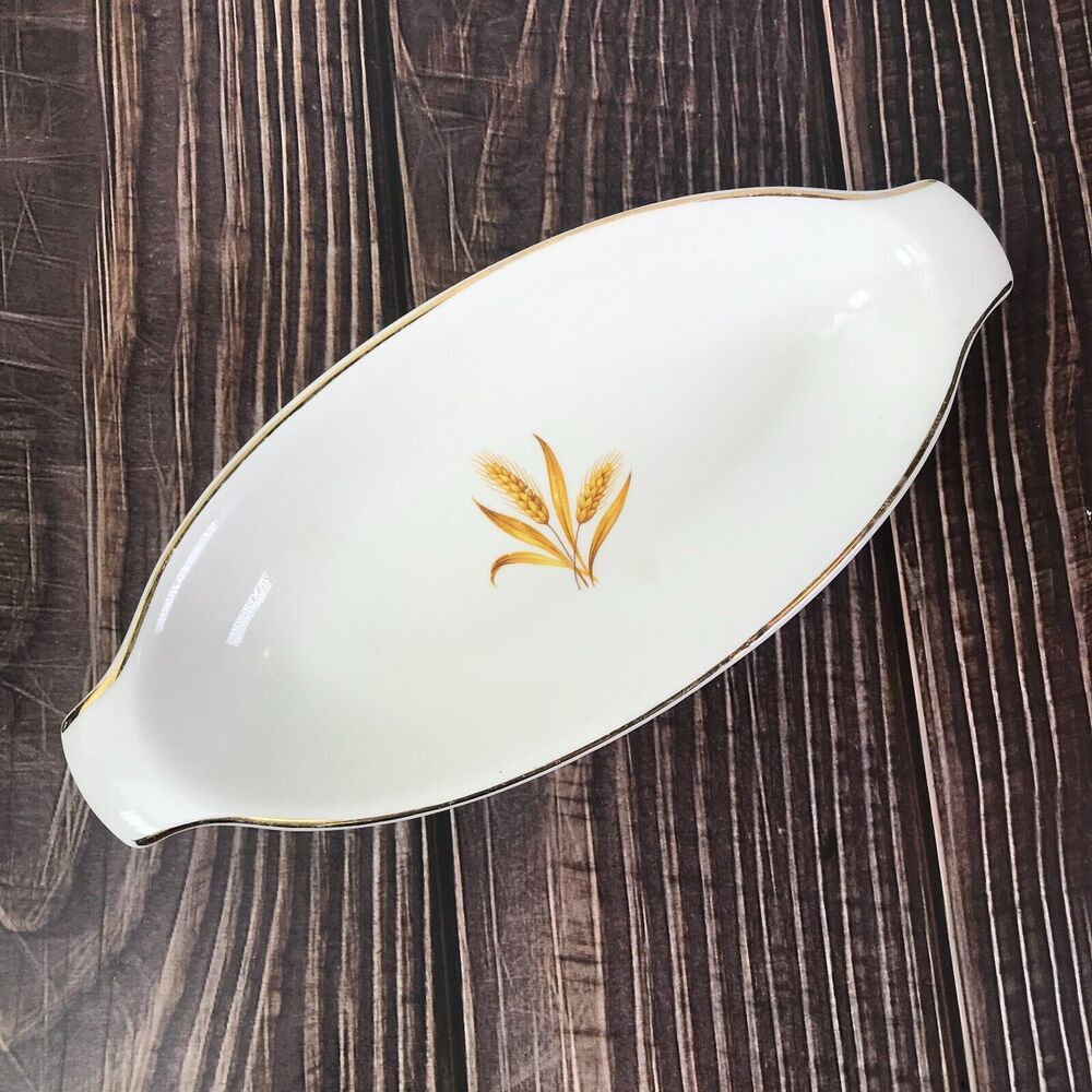 GOLDEN WHEAT Taylor Smith Taylor Celery Serving Dish Oval with handles Rare HTF